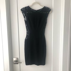Black Bodycon Lace Backed Dress